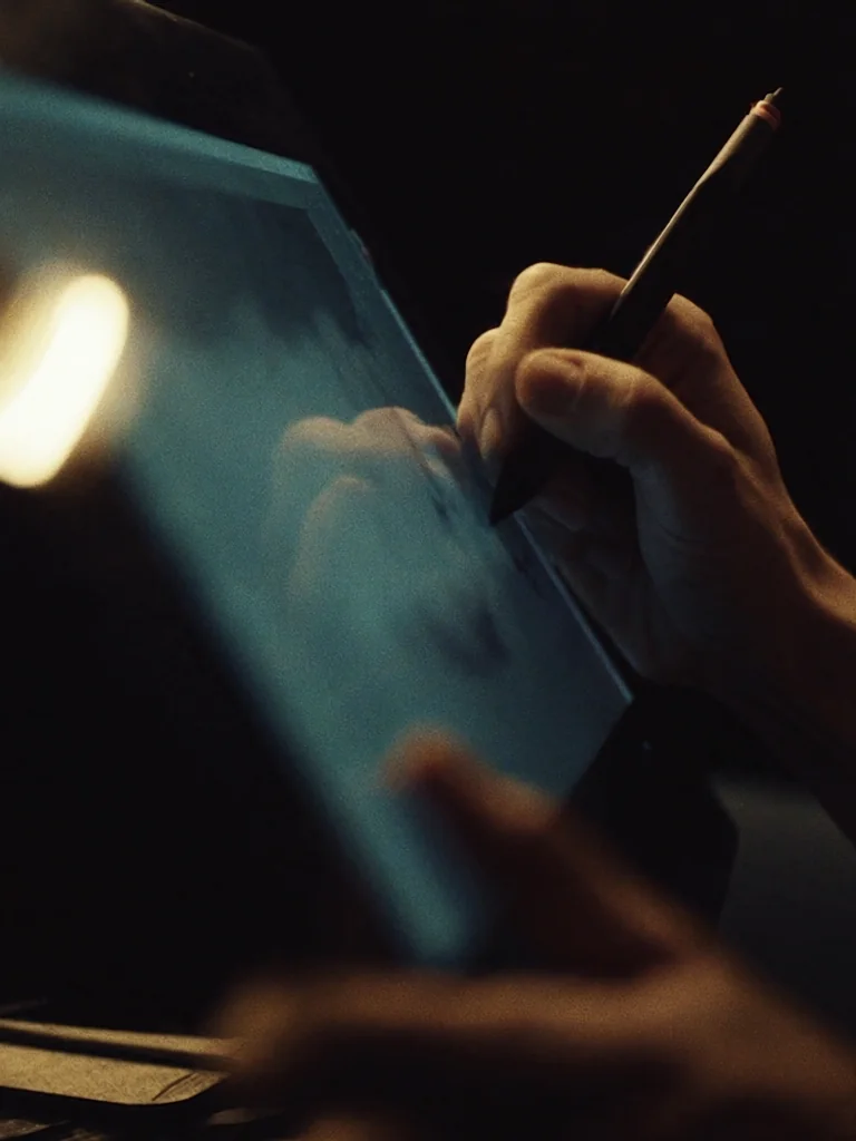 Designer at a Wacom tablet